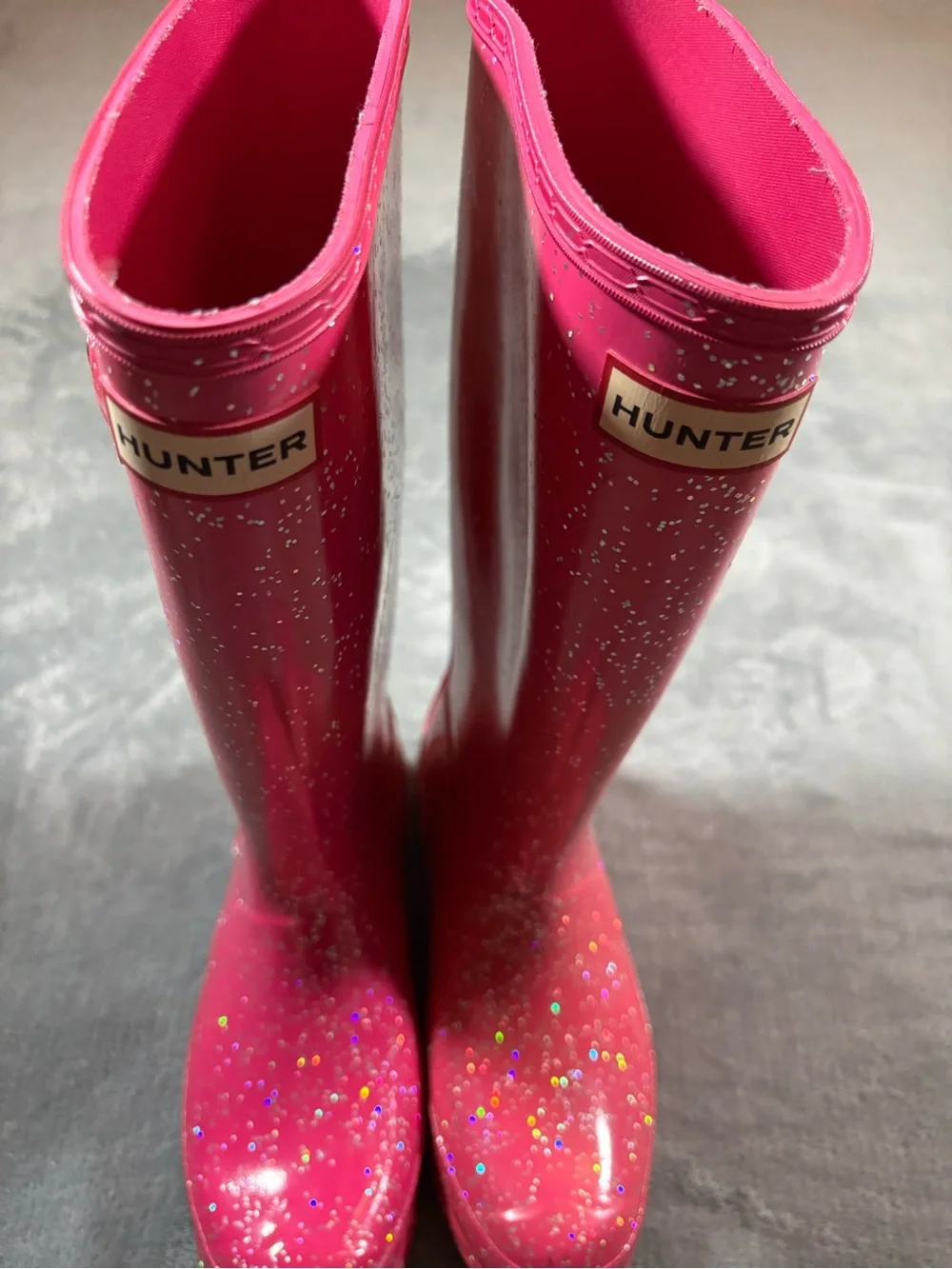 Hunter Girls Hot Pink Glitter Rain Boots